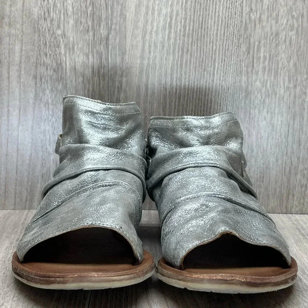 Miz Mooz Sandals Womens 36 US 5.5-6 Fallon Metallic Slingback Gladiator Silver - Picture 5 of 12